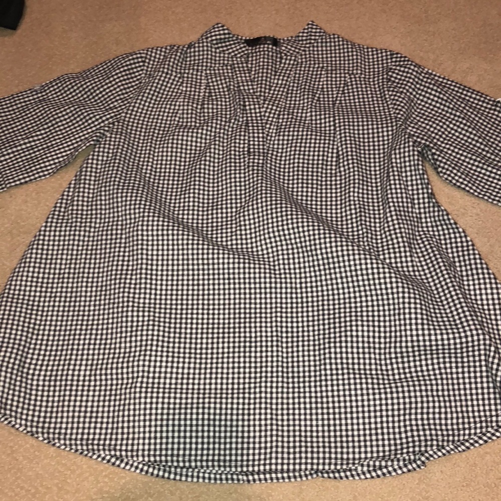 Checkered linen ladies top
